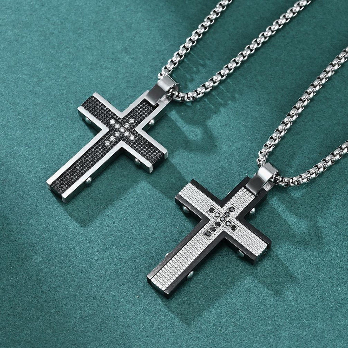 Halskette Kreuz Herren Silber 60 cm Herrenhalskette Edelstahl KARMA