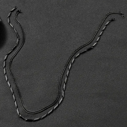Ketten Set Herren Schwarz Edelstahl Halskette Karma