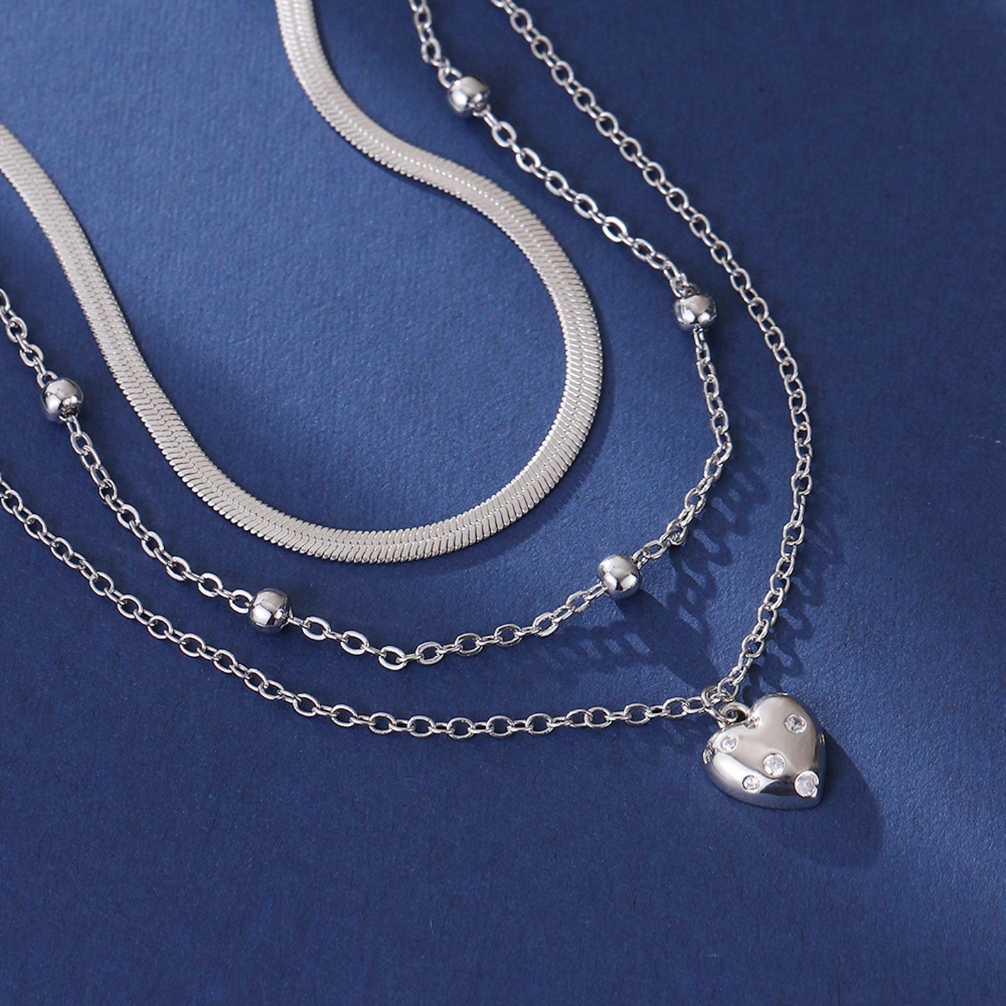 Layering Halskette Damen Silber Kette mehrlagig Karma