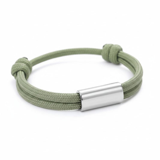 Damen Armband Grün Silber Textil Edelstahl verstellbares Damenarmband Karma