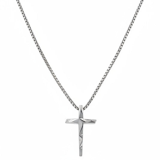 Halskette Herren Kreuz Silber 60 cm Edelstahl Kette wasserfest rostfrei hypoallergen Karma