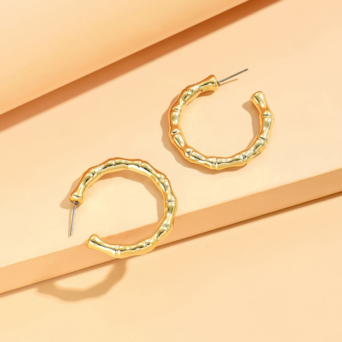 Creolen Damen Gold Acryl 3,8 cm Ohrringe extra leicht Karma