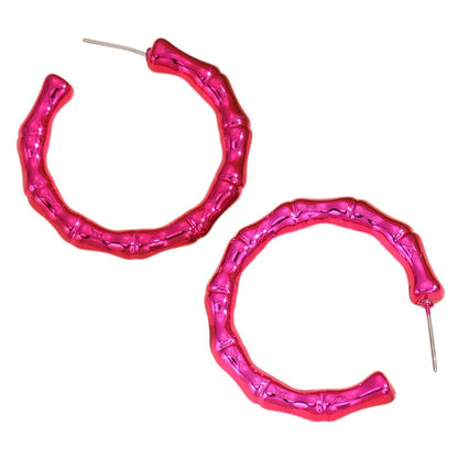 Creolen Damen Pink Acryl 3,8 cm Ohrringe extra leicht Karma