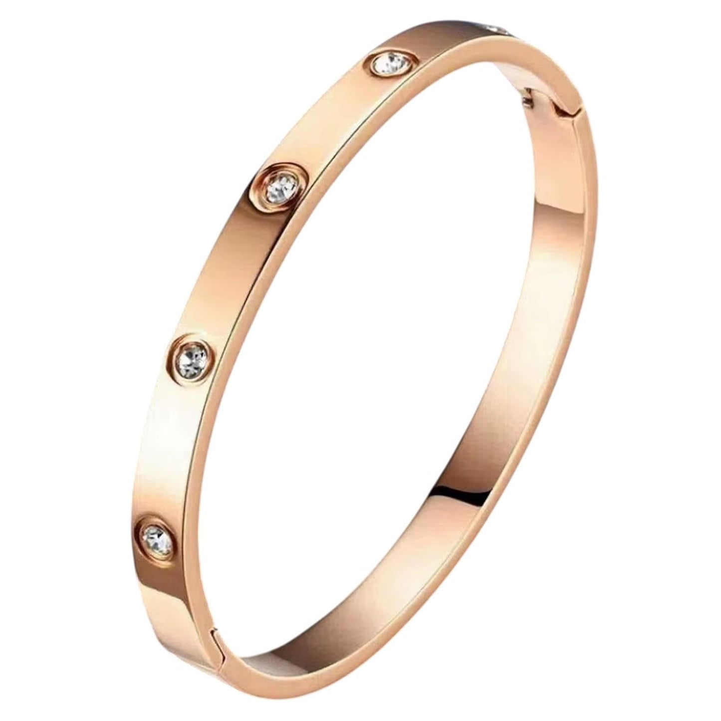 Armreif Kristalle Rosegold Edelstahl PVD beschichtet Zirkone wasserfest hypoallergen rostfrei Karma