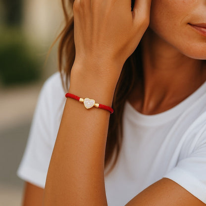 Armband Herz und Lebensbaum Weiss, Rot oder Schwarz KARMA