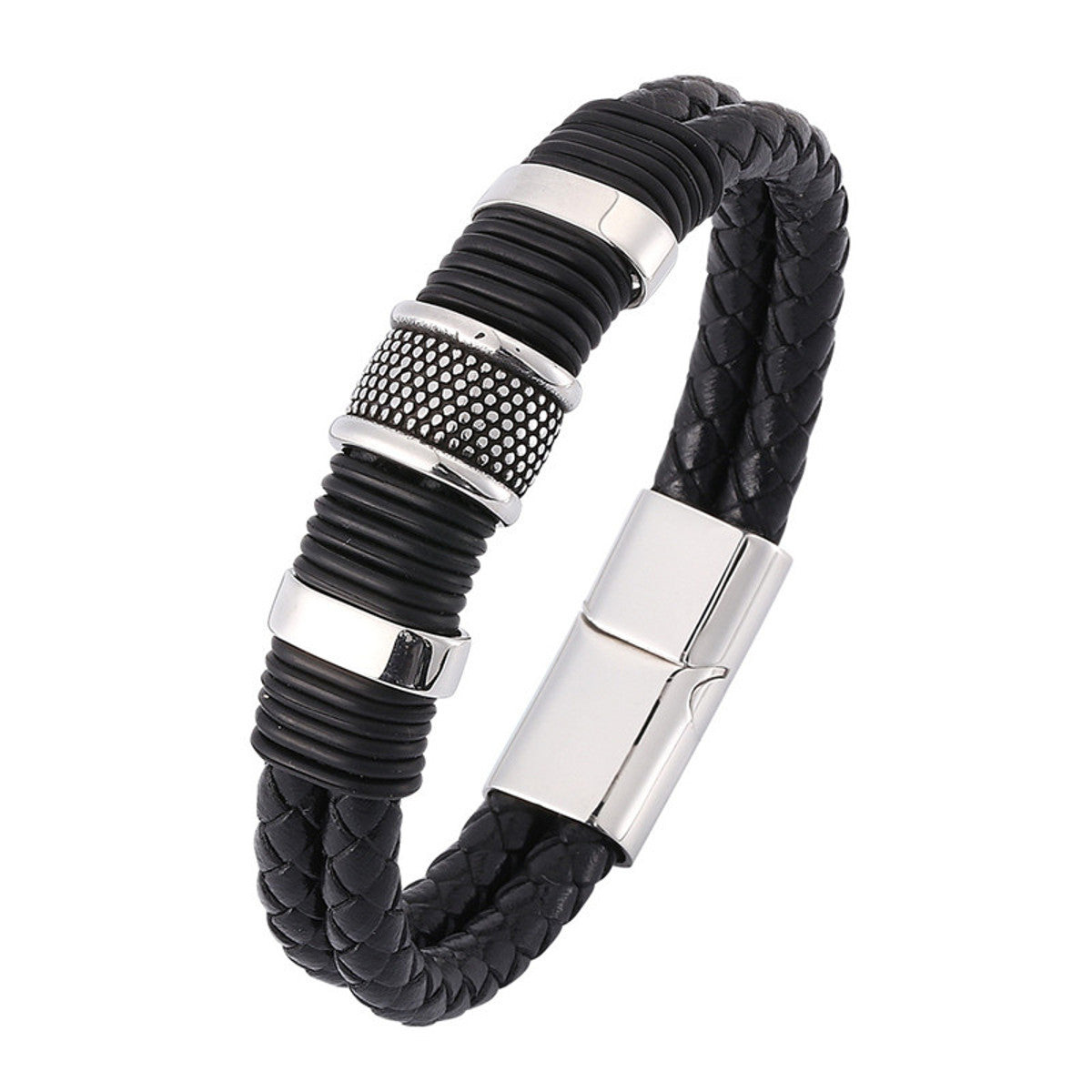 Armband Herren Edelstahl Leder KARMA