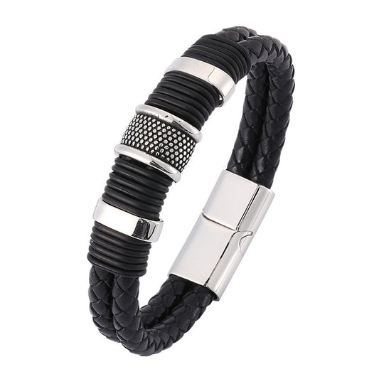 Armband Herren Edelstahl Leder KARMA