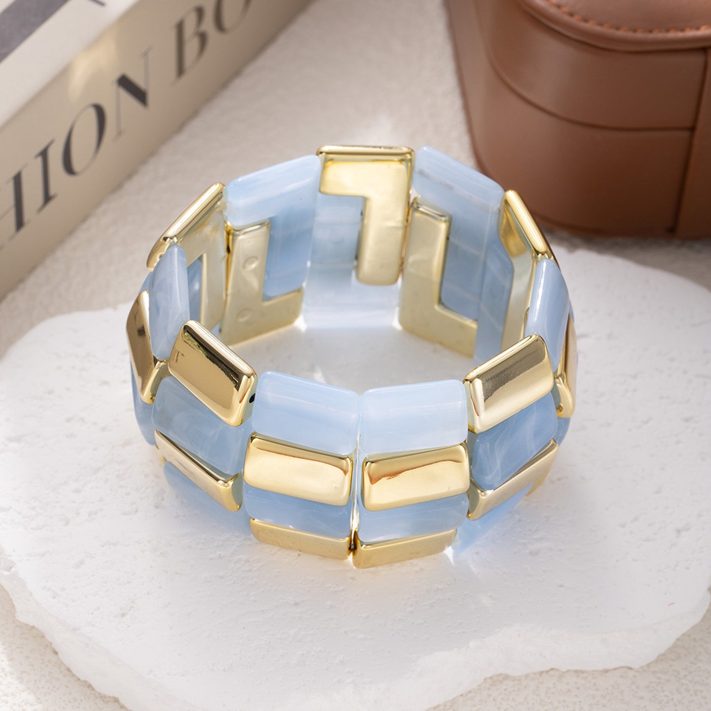 Breites Armband Damen Acryl vers. Farben modern dehnbar KARMA