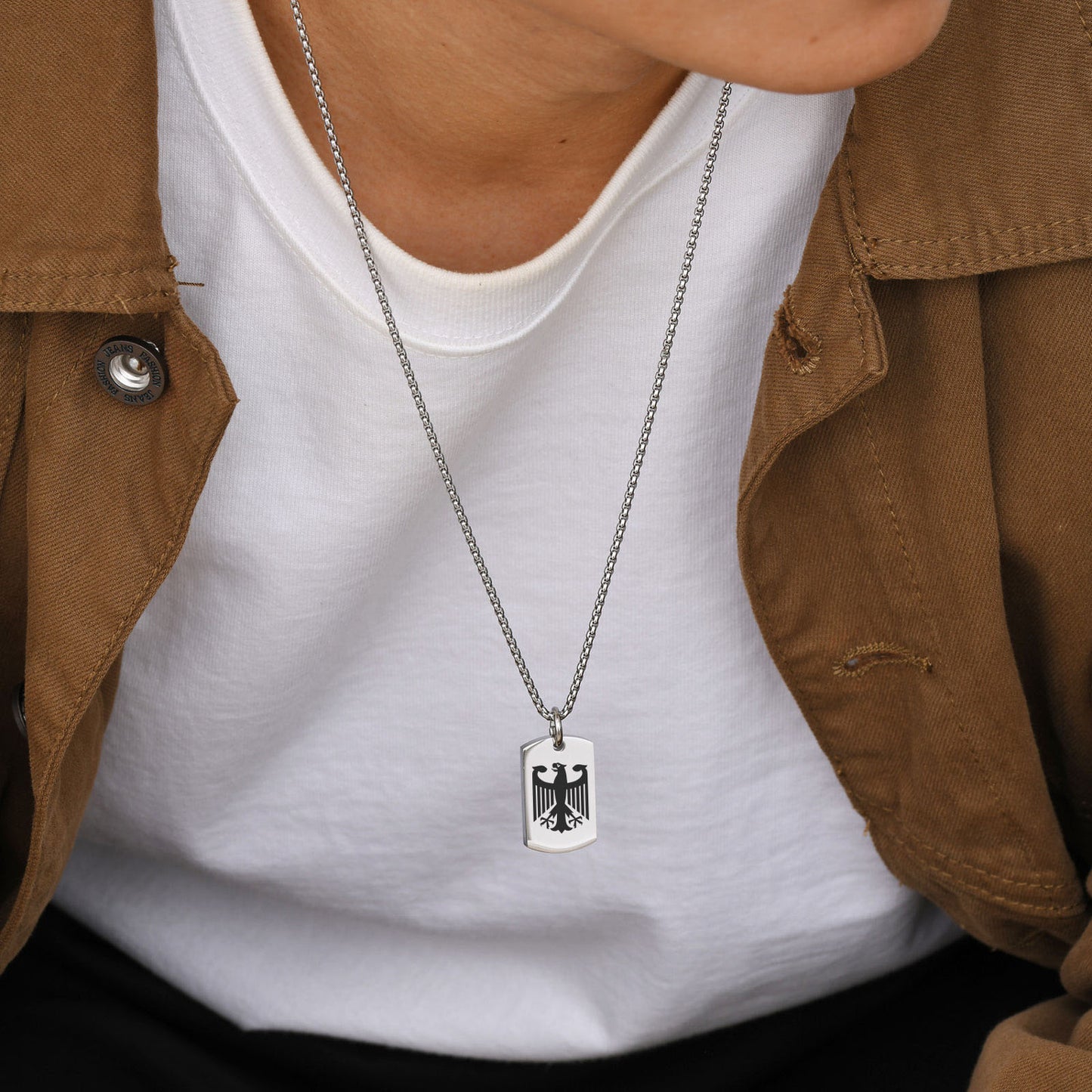 Halskette Adler Silber Edelstahl modern Herren Kette wasserfest hypoallergen Karma