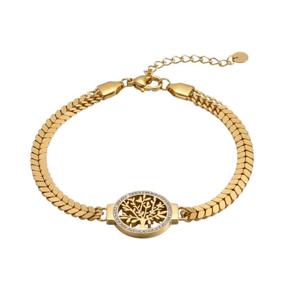 Armband Lebensbaum Gold Edelstahl vergoldet wasserfest hypoallergen rostfrei pflegeleicht Karma