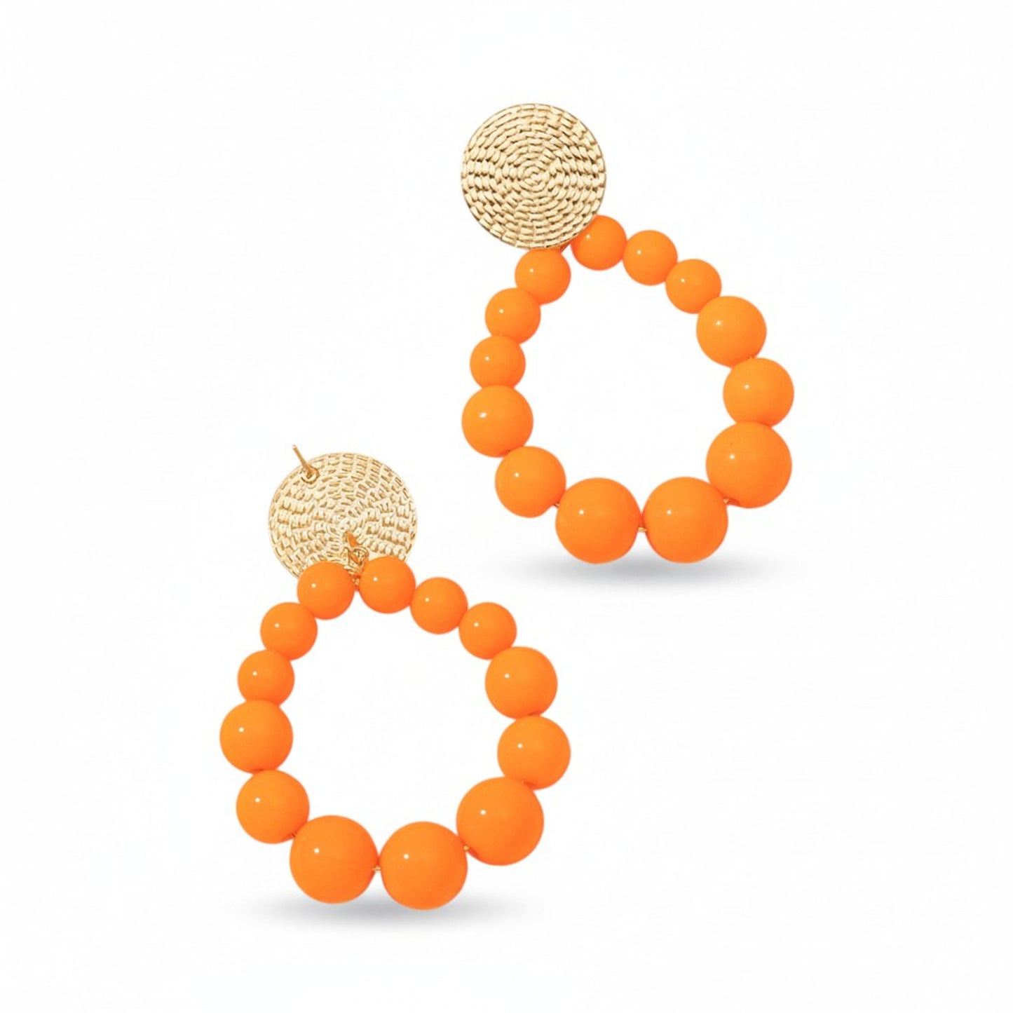 XL Perlenohrringe Orange Acryl  7 cm modern Damen Ohrringe Perlen Karma