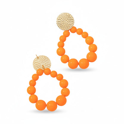 XL Perlenohrringe Orange Acryl  7 cm modern Damen Ohrringe Perlen Karma
