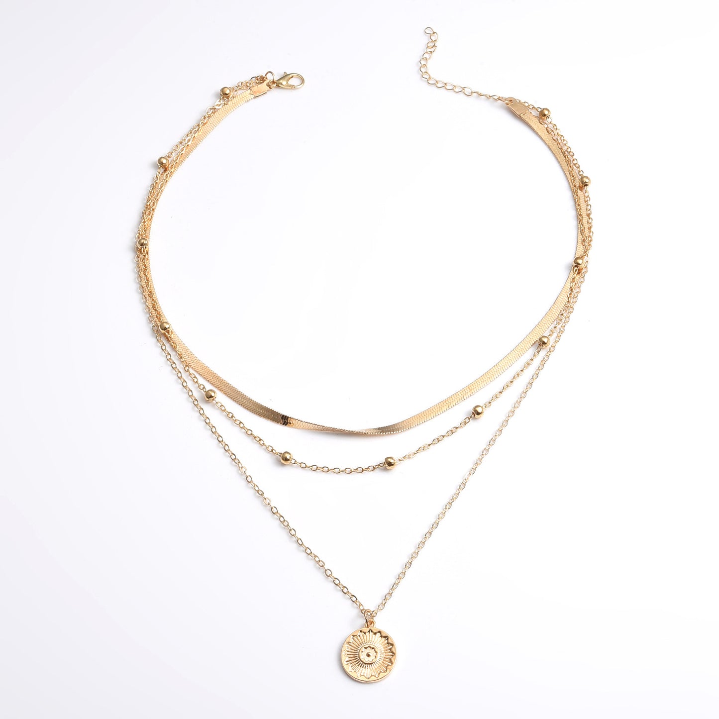 Mehrreihige Halskette Metall Gold Karma