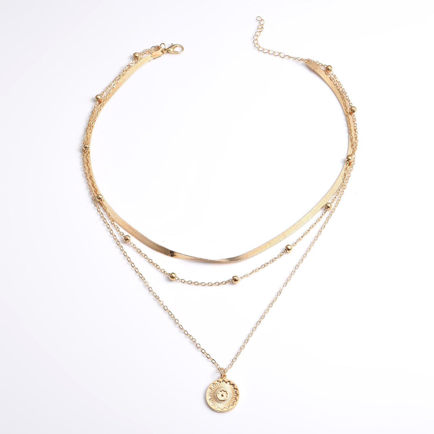 Mehrreihige Halskette Metall Gold Karma