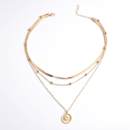 Mehrreihige Halskette Metall Gold Karma