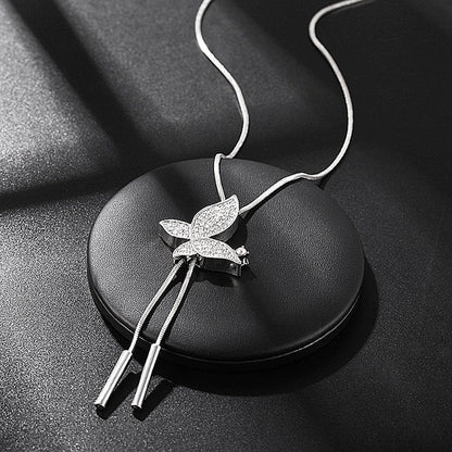 Lange Halskette Silber Schmetterling KARMA