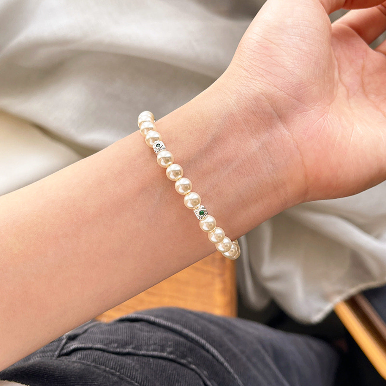 Perlenarmband Damen Silber KARMA