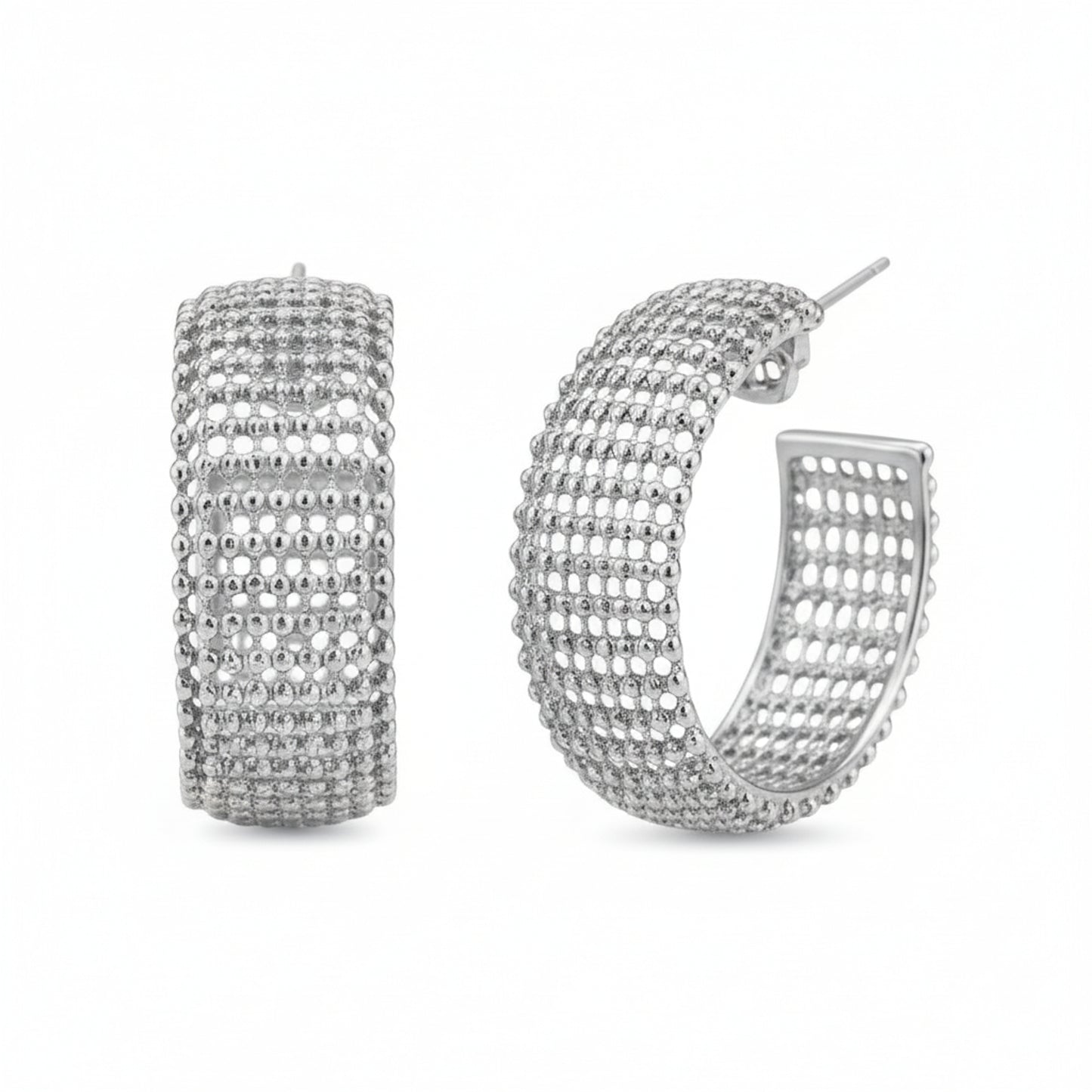 Große Creolen Silber modern 2,7 cm Damen Ohrringe KARMA