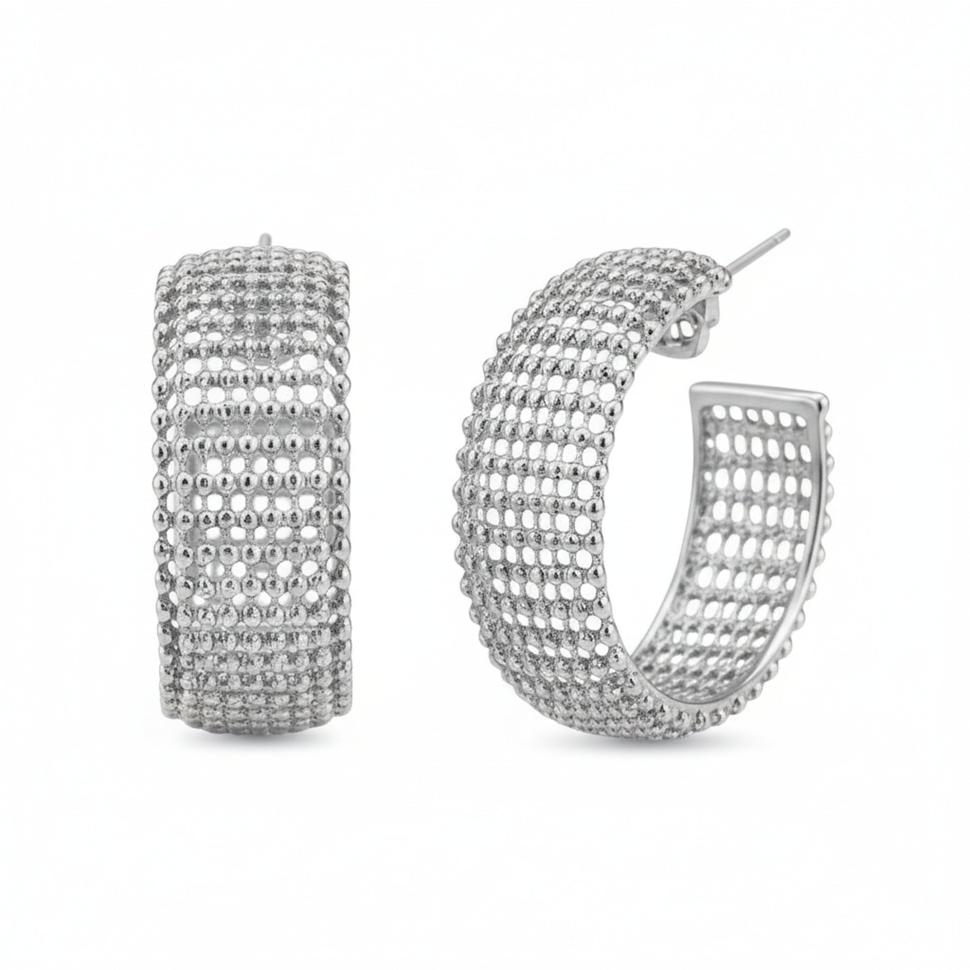 Große Creolen Silber modern 2,7 cm Damen Ohrringe KARMA