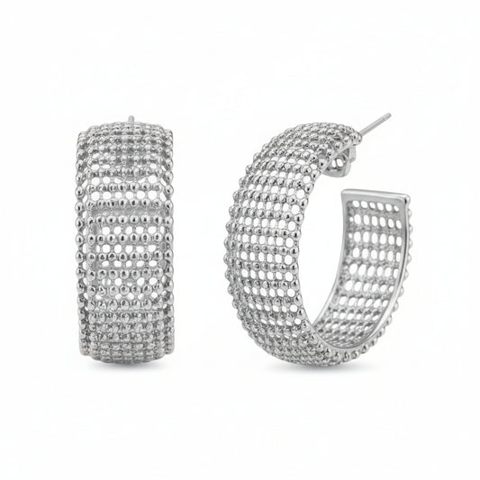 Große Creolen Silber modern 2,7 cm Damen Ohrringe KARMA