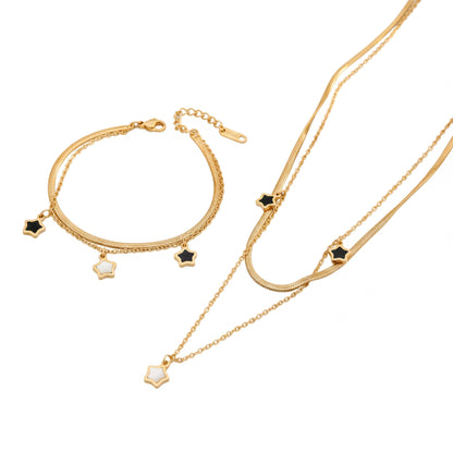 Schmuckset SterneKette & Armband  Edelstahl vergoldet wasserfest hypoallergen