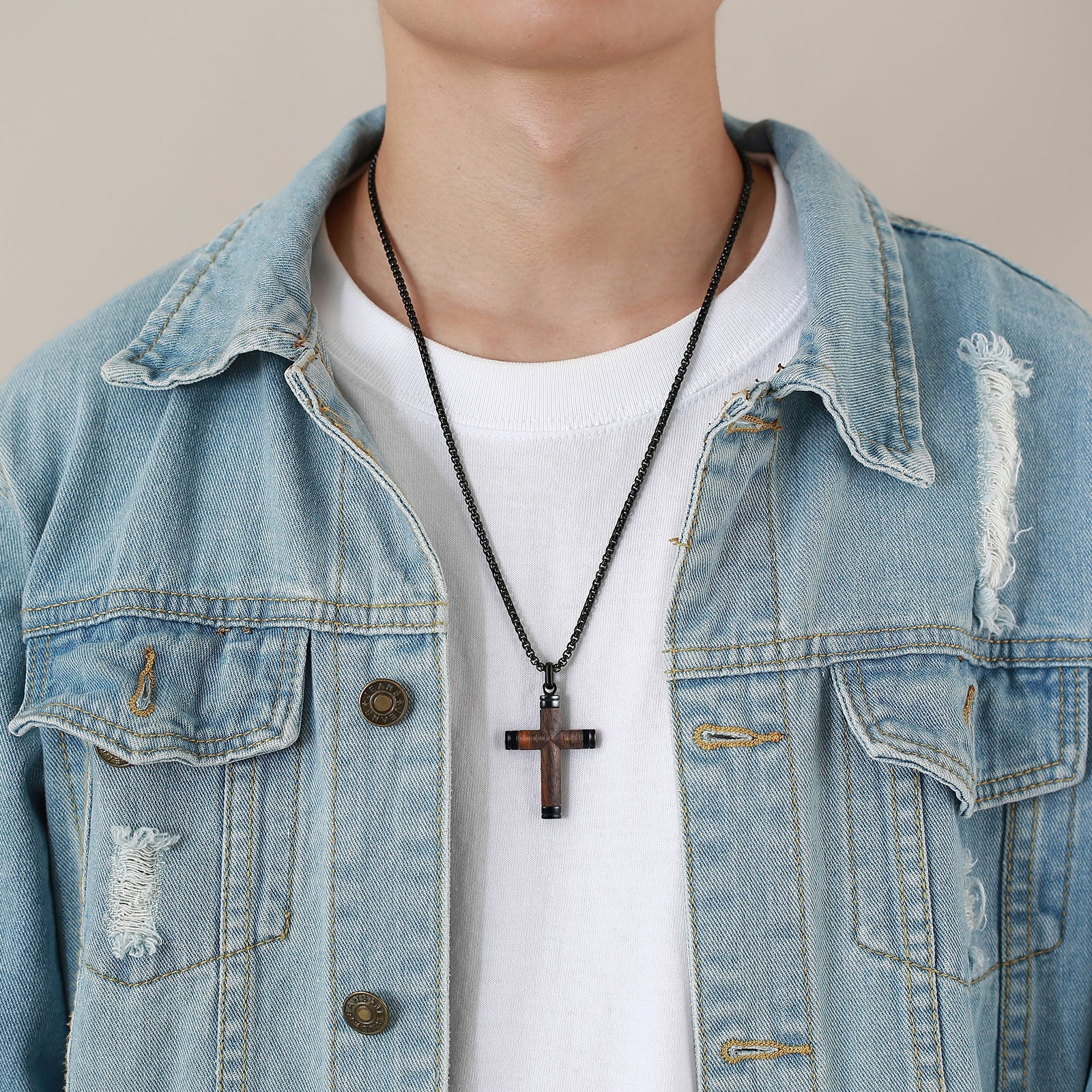 Haslskette für Herren aus Holz und Edelstahl KARMA