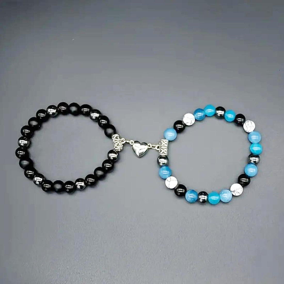 Partnerarmbänder Herz Schwarz Blau KARMA