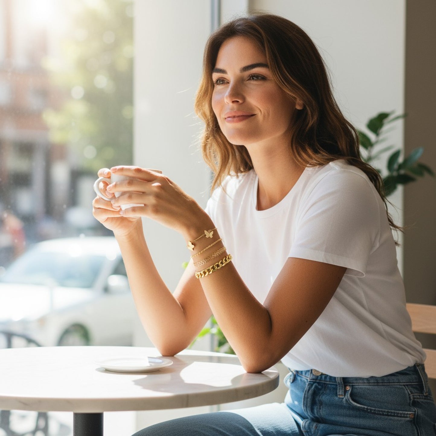 4er Set Armbänder Damen Gold Armbandset modern KARMA