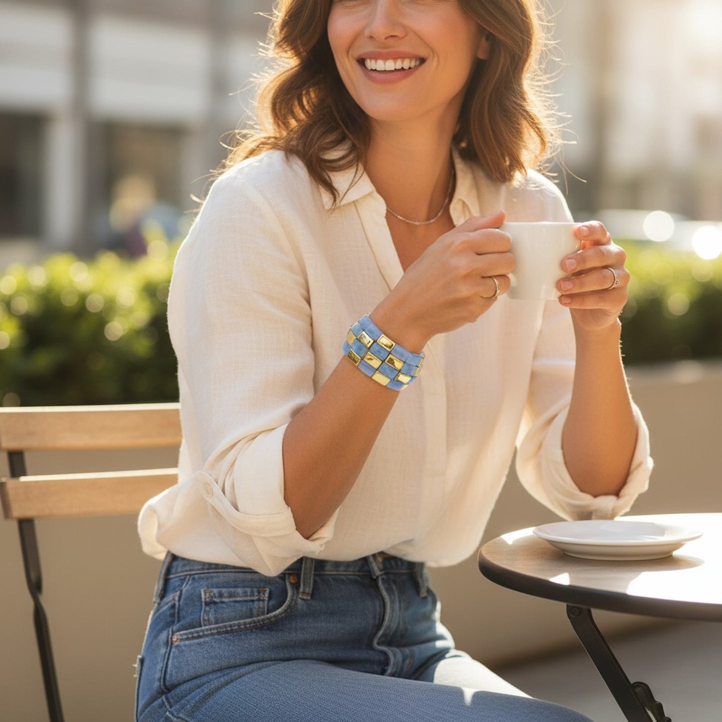 Breites Armband Damen Acryl vers. Farben modern dehnbar KARMA