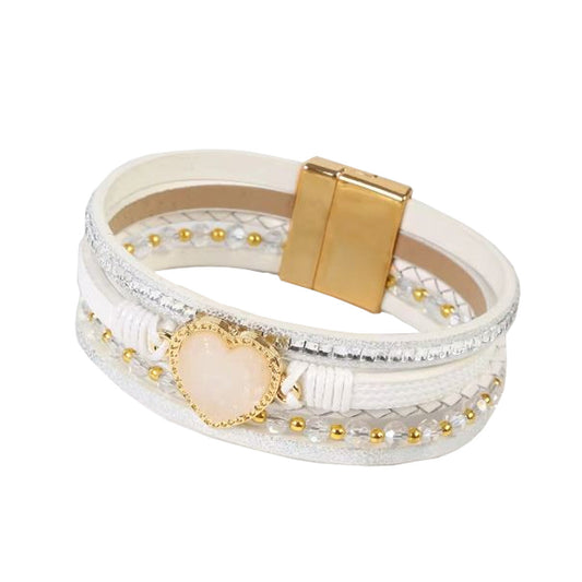 Damen Lederarmband mit Herz Karma
