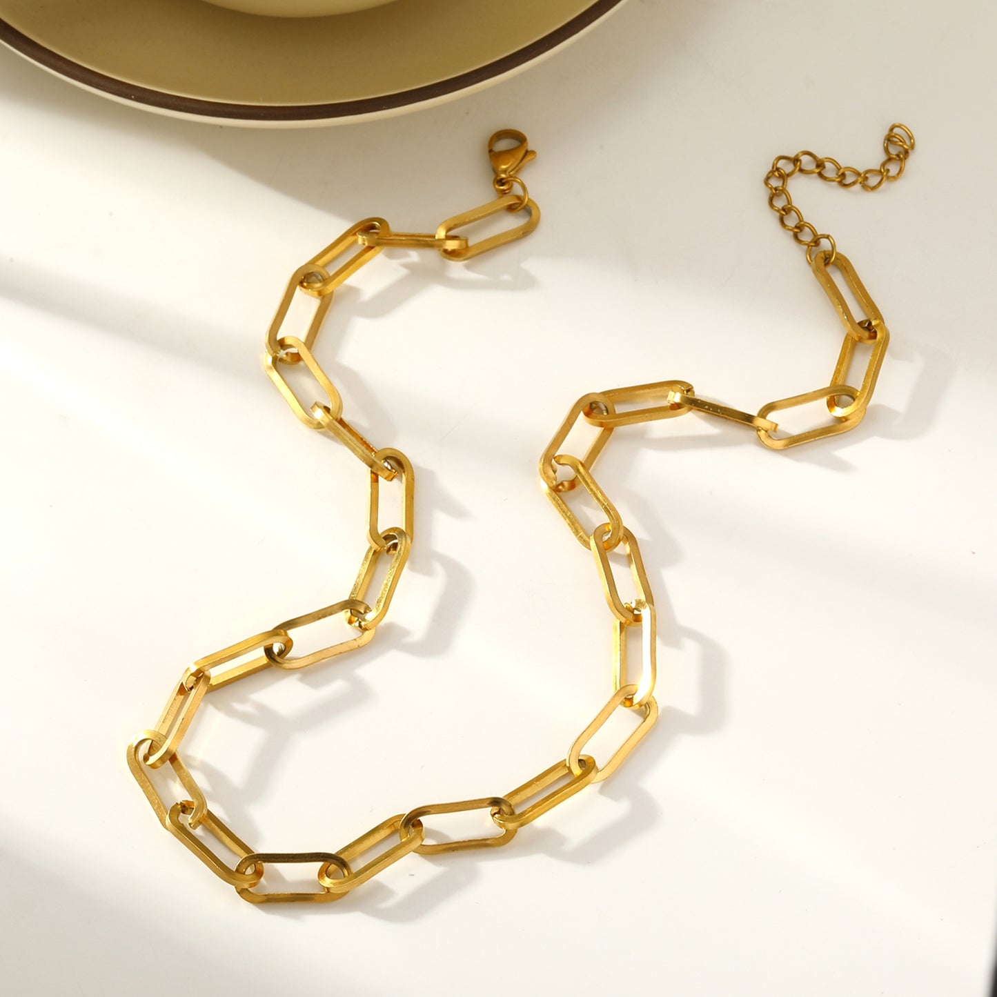 Schmuckset Gold Gliederkette Armband und Halskette Edelstahl vergoldet wasserfest hypoallergen rostfrei Karma