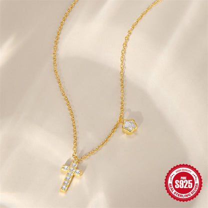 Damenkette mit kreuz Silber 925 vergoldet Karma