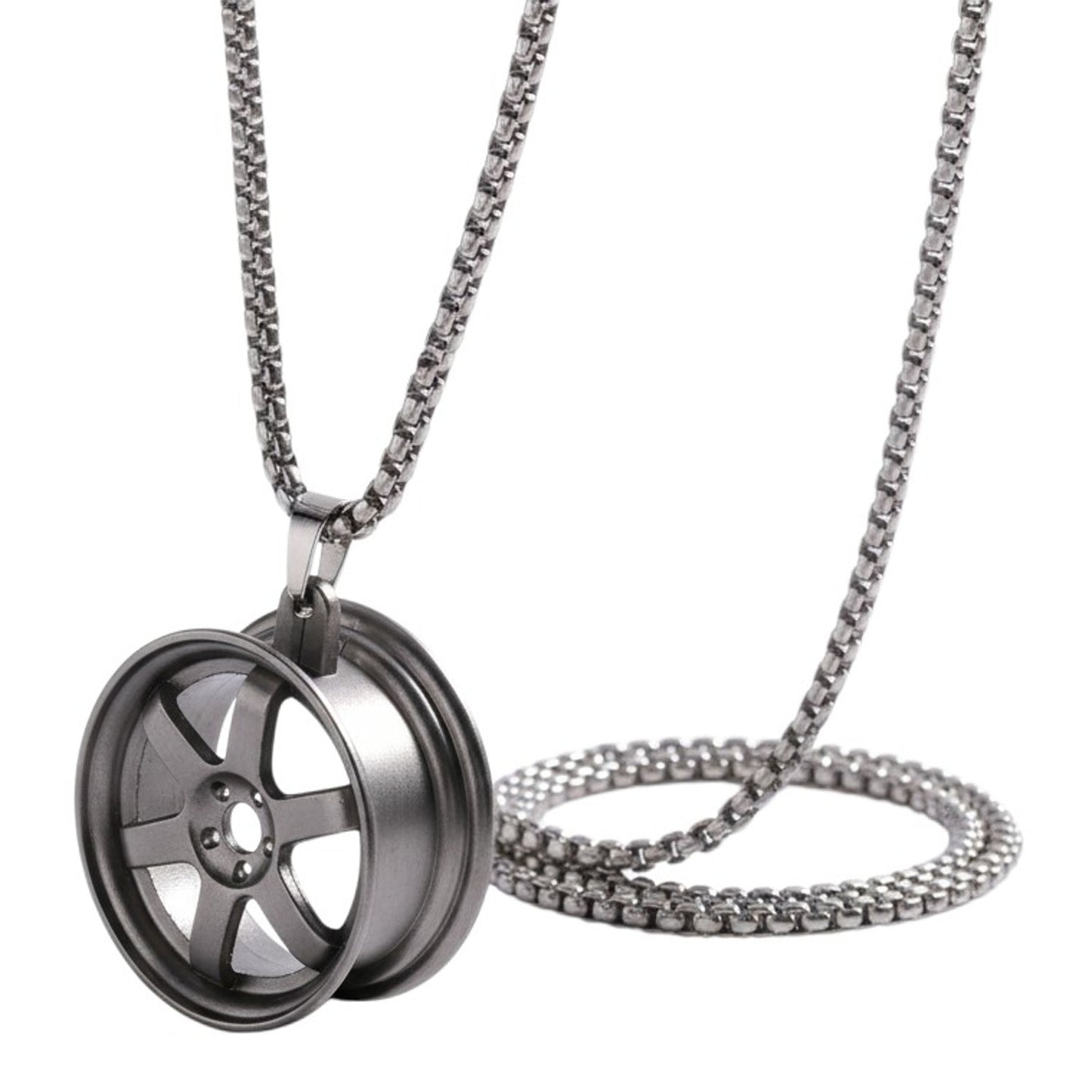Kette Herren Felge Schwarz Silber Edelstahl 68 cm wasserfest hypoallergen Karma