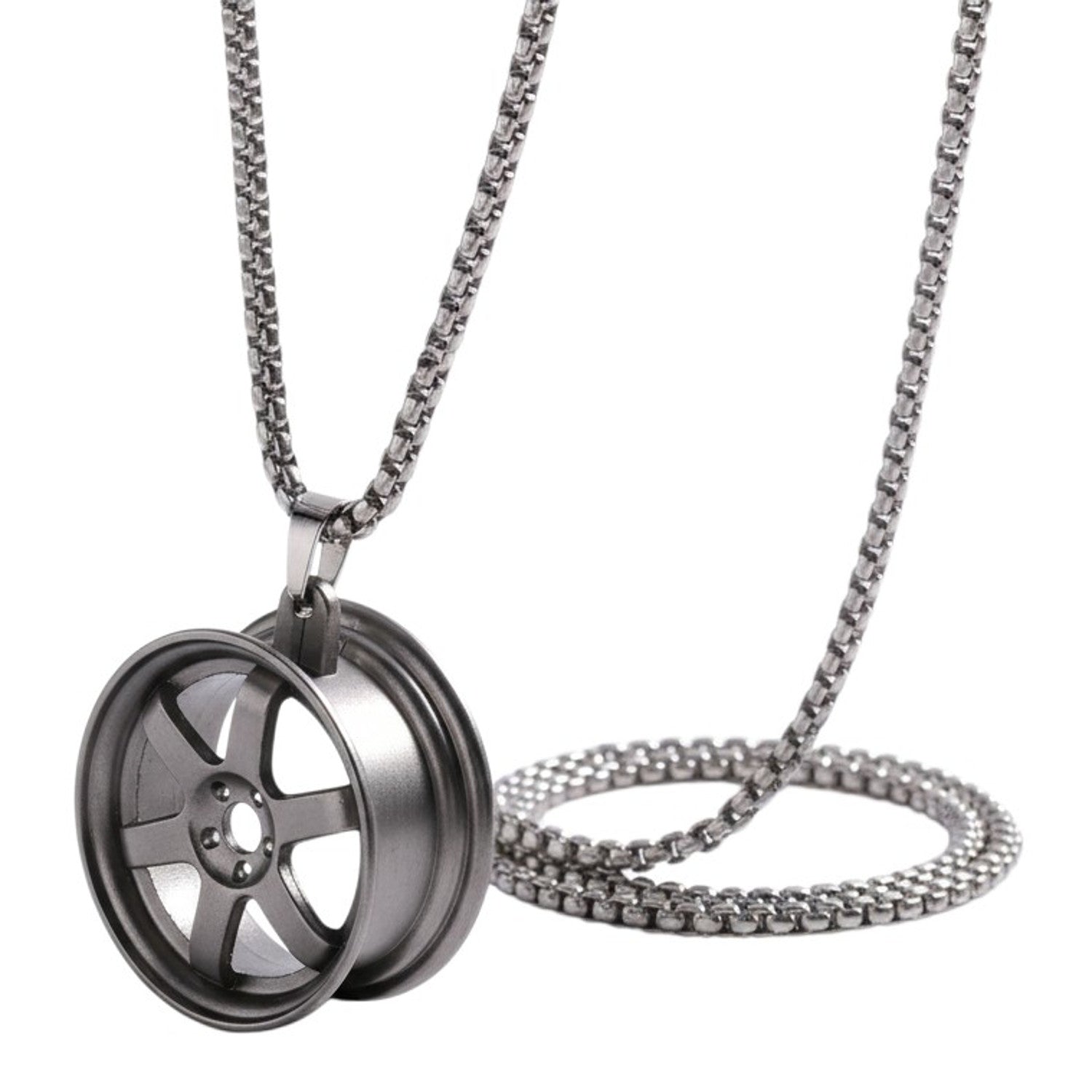Kette Herren Felge Schwarz Silber Edelstahl 68 cm wasserfest hypoallergen Karma