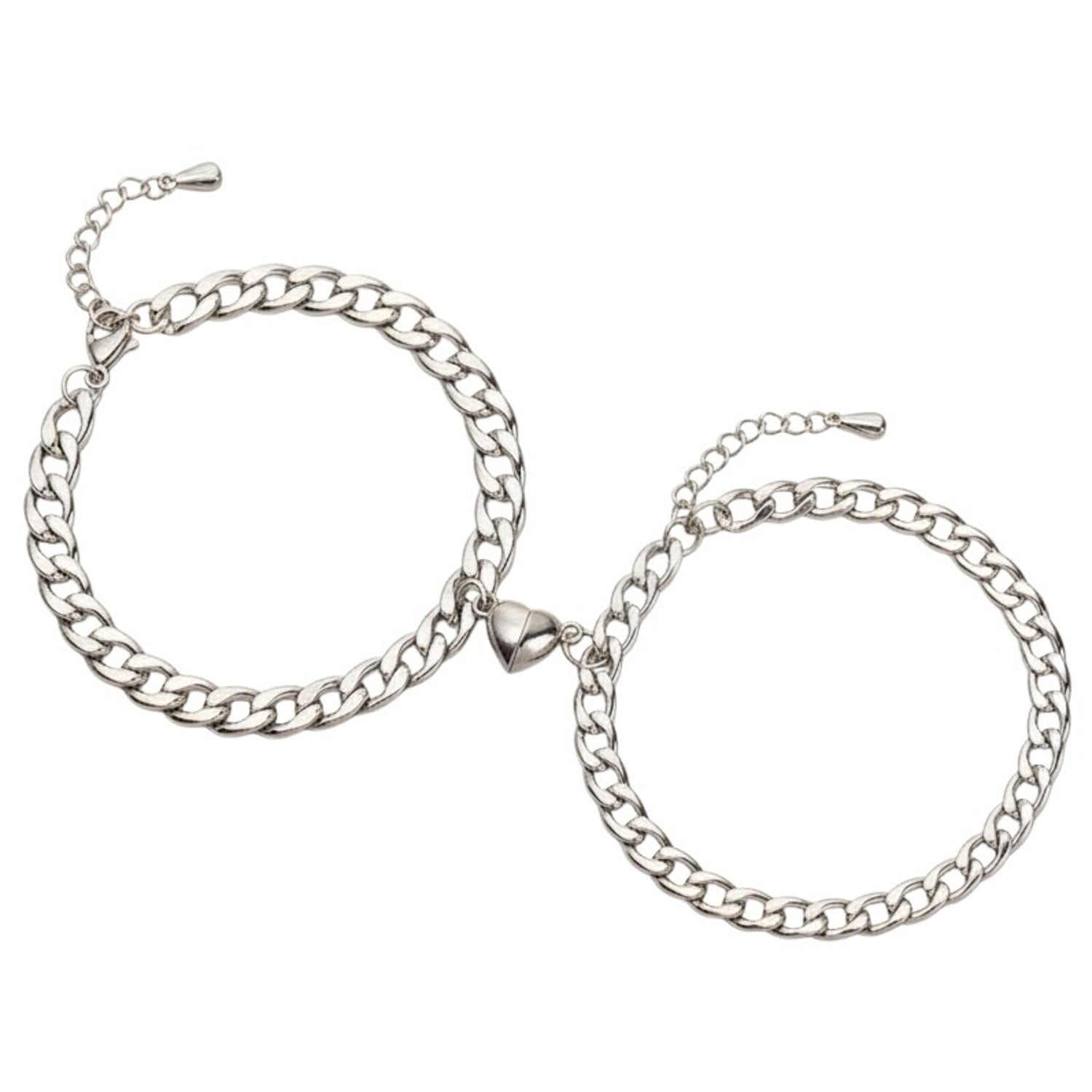 Partnerarmbänder Edelstahl Silber Herz modern Armband Damen Herren Karma