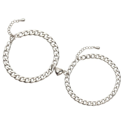 Partnerarmbänder Edelstahl Silber Herz modern Armband Damen Herren Karma