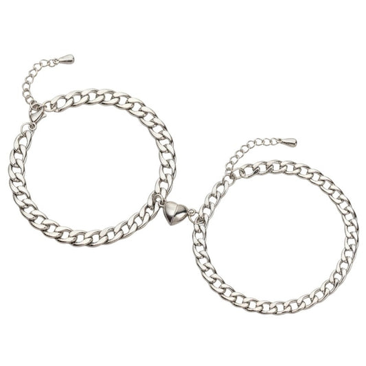 Partnerarmbänder Edelstahl Silber Herz modern Armband Damen Herren Karma