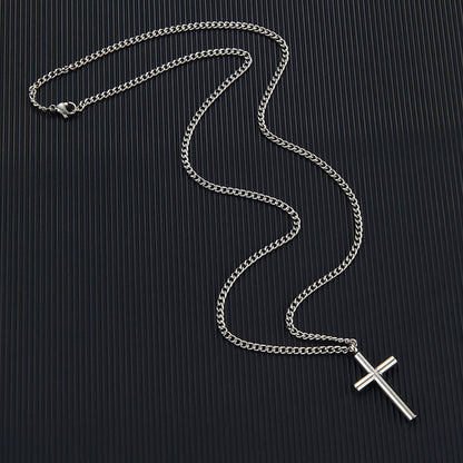 Halskette Herren Kreuz Silber 60 cm Edelstahl Kette wasserfest hypoallergen rostfrei Karma