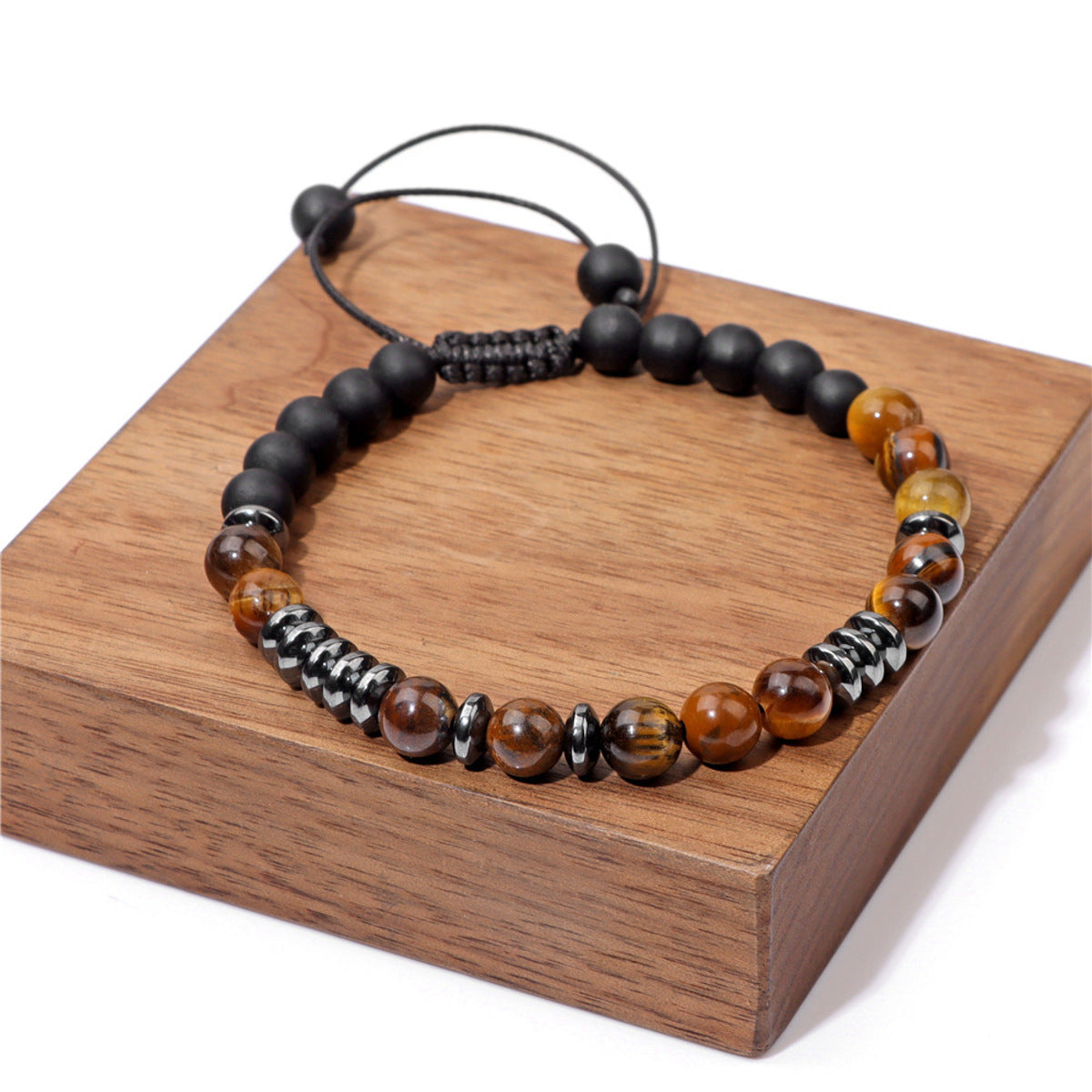 Perlenarmband Naturstein Braun Schwarz KARMA