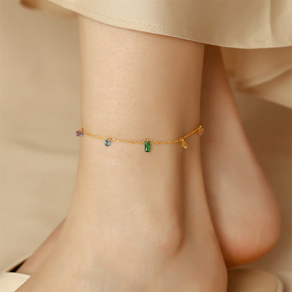 Schmuckset Fußkette und Armband Gold Kristalle Edelstahl