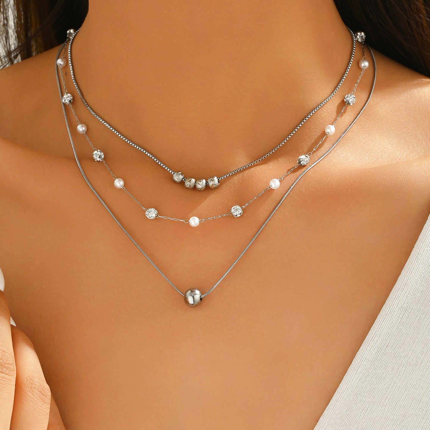 Ketten-Set Silber dreiteilig KARMA