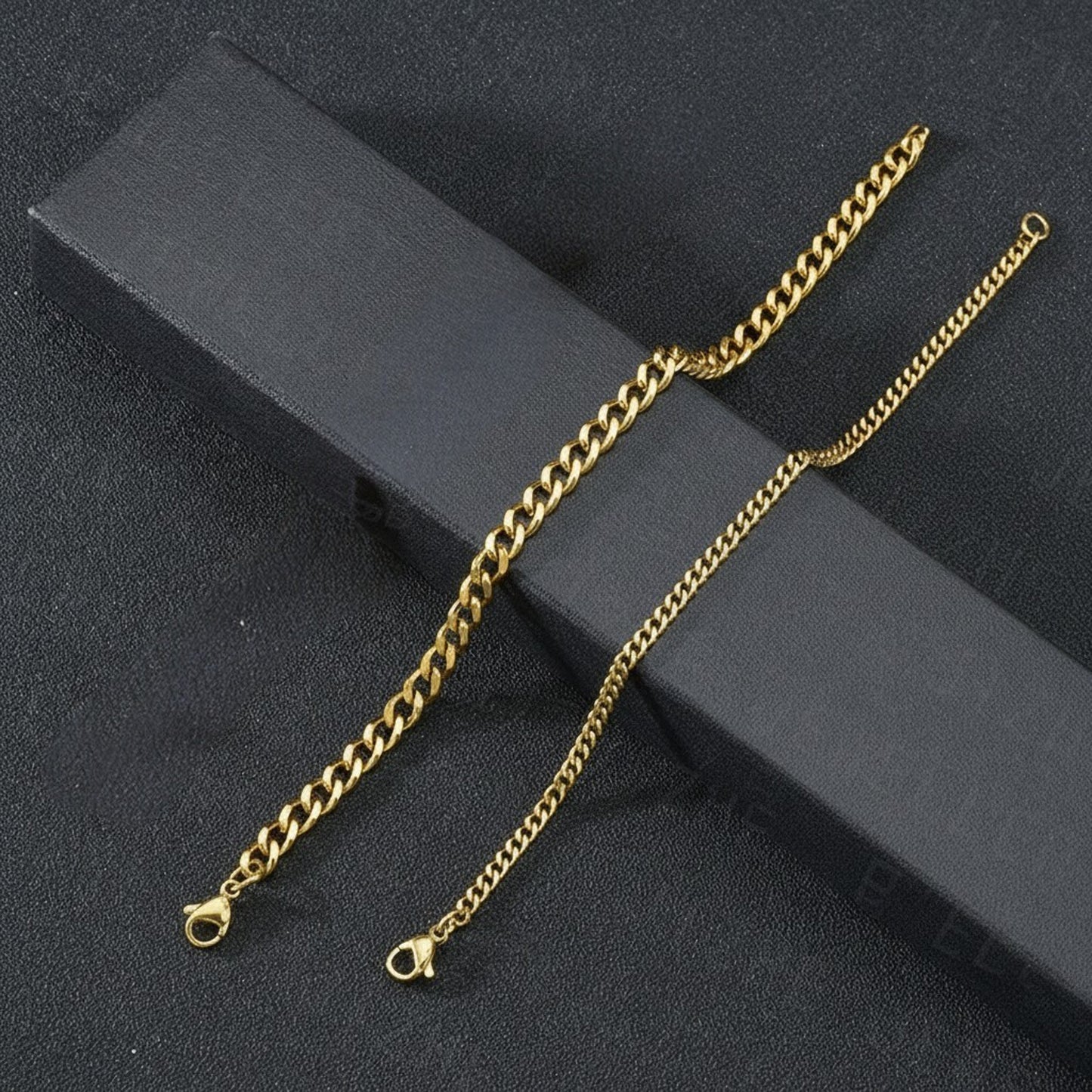 Armband Gold Edelstahl 5 mm modern Gliederarmband Panzerarmband Damen KARMA