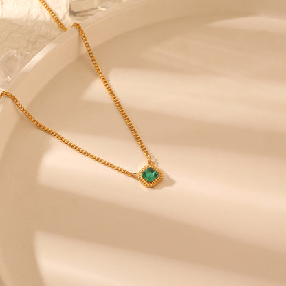 Damenhalskette mit Stein Anhänger Edelstahl Silber od. Gold modern Kette KARMA