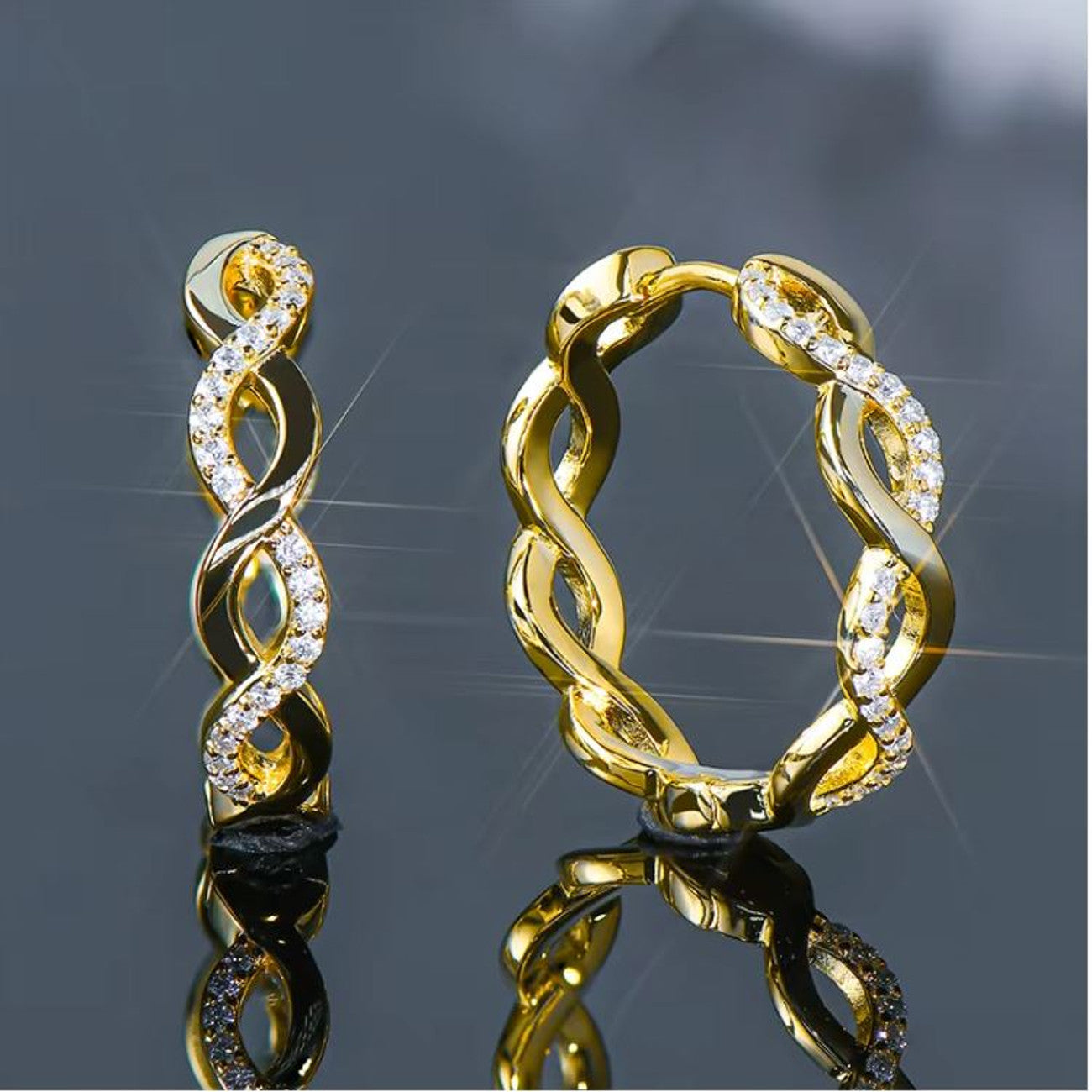Creolen gedreht mit Moisannite Silber od. Gold KARMA