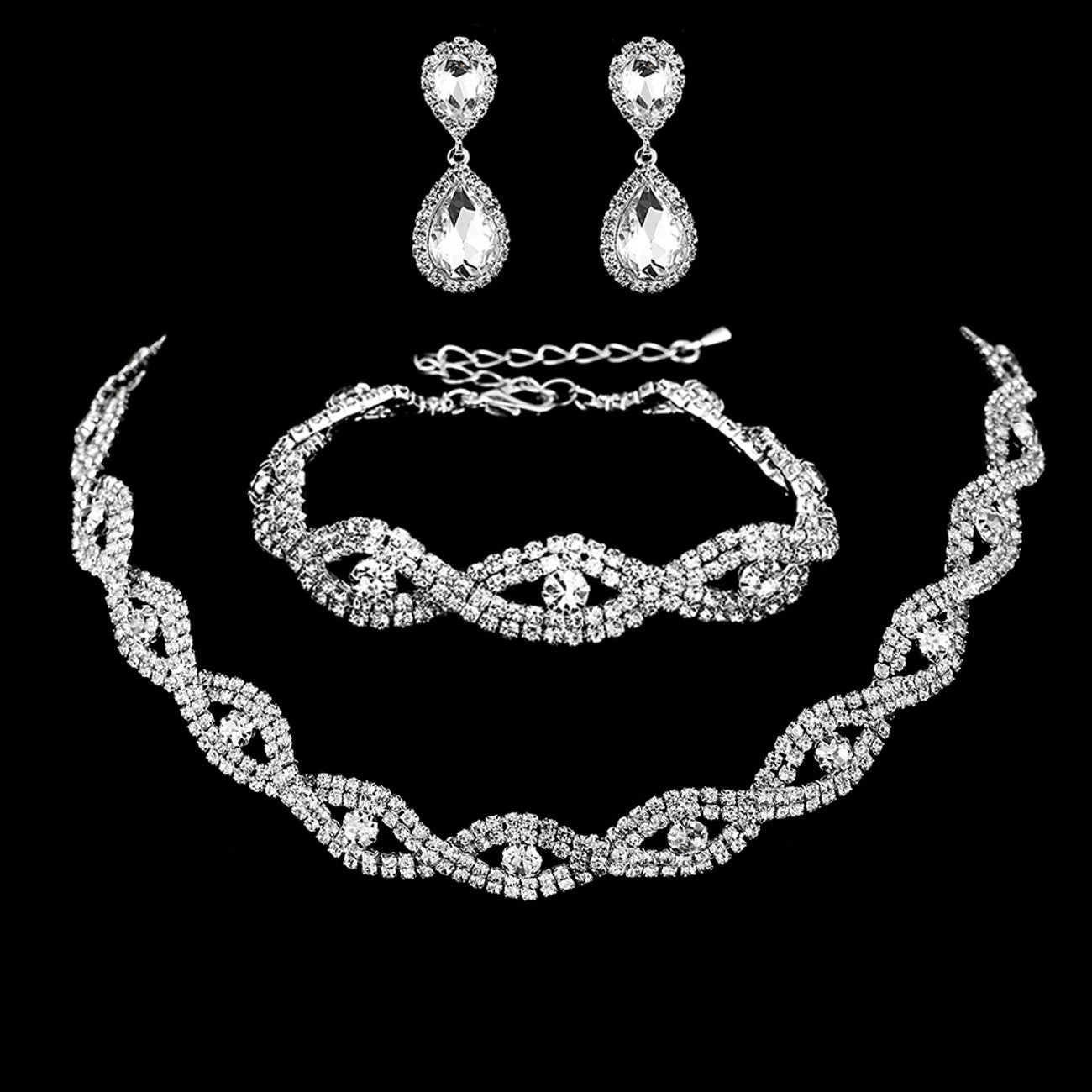 Schmuckset Kristalle Silber Legierung KARMA