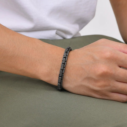 Herrenarmband Edelstahl grau KARMA