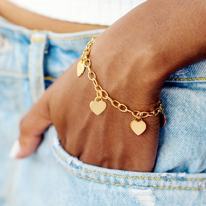 Bettelarmband mit Herzen Silber oder Gold KARMA