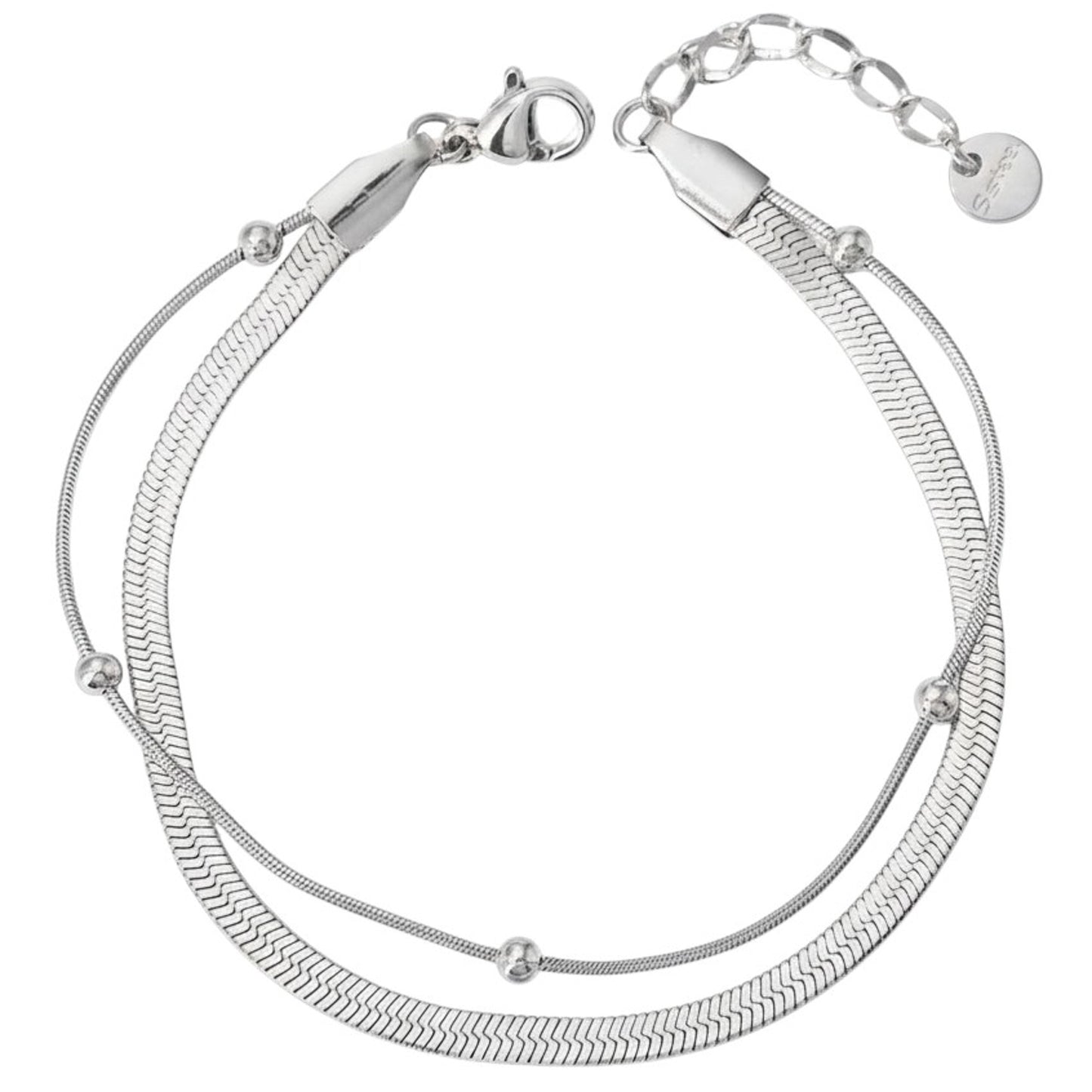 Fußkette 2reihig Silber Edelstahl weißvergoldet