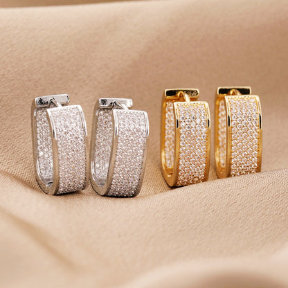 Creolen Kristalle Gold 2 cm Damen Ohrringe Kristallcreolen Karma