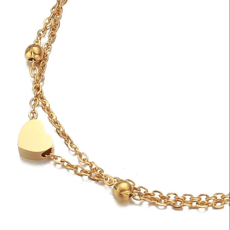 Fußkettchen Edelstahl mit Herz gold oder silber KARMA